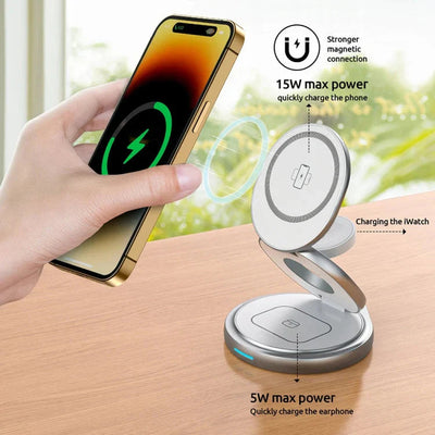 3 In 1 Zinc Alloy Magnetic Folding Wireless Charger ArabiaGrab